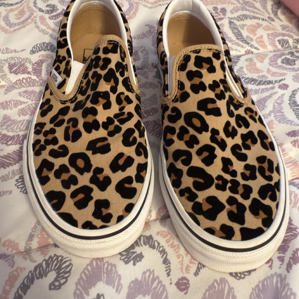 Vans Leopard Print Slip-On Sneakers